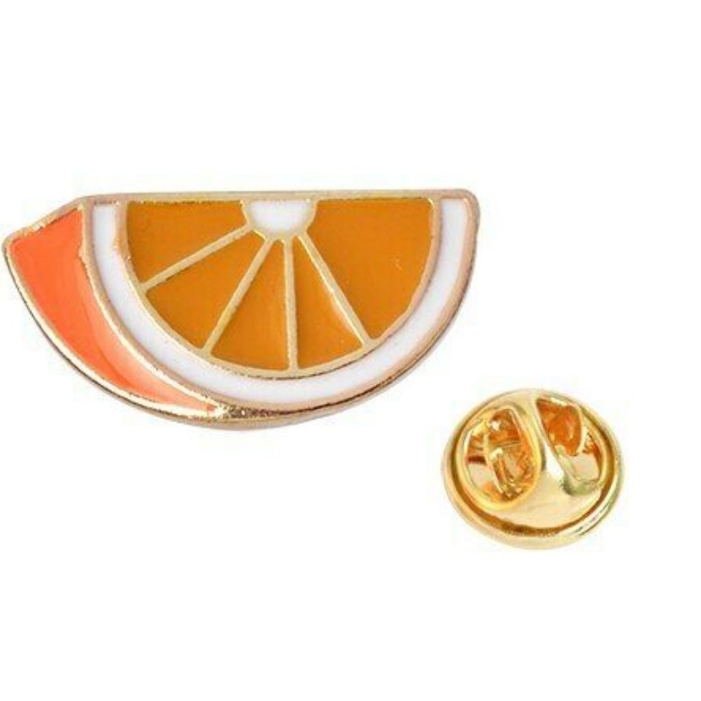 Orange enamel lapel pin